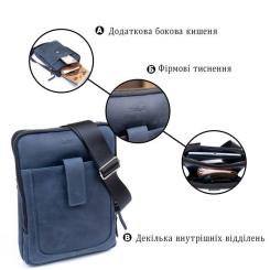 Сумка Shvigel На два отделения винтажная кожаная Синяя Фото 3