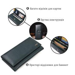 Портмоне Canpellini Из натуральной кожи флотар Зеленое Фото 3