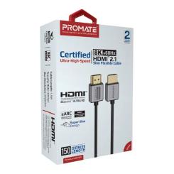 Кабель мультимедийный Promate HDMI M to HDMI M 1.5m V2.1 grey Фото 1