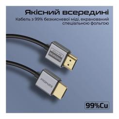 Кабель мультимедийный Promate HDMI M to HDMI M 1.5m V2.1 grey Фото 3