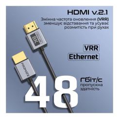 Кабель мультимедийный Promate HDMI M to HDMI M 1.5m V2.1 grey Фото 4