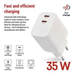 Зарядное устройство EMOS V03G35 2xUSB-C 35W GaN Фото 2