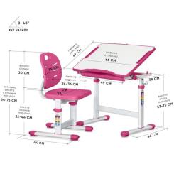 Парта со стулом Evo-kids Evo-06 Plus Pink Фото 2