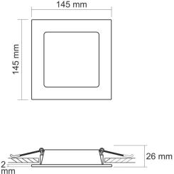 Светильник Videx LED Back вбудований квадрат 9W 5000K Фото 3