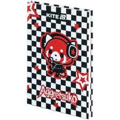 Блокнот Kite А6 Aggretsuko, тверда обкладинка, 80 аркушів, кліт Фото 1
