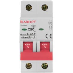 Автоматический выключатель E.NEXT 2-п e.mcb.stand. 50А C ( 4,5кА) Фото 1