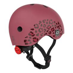 Шлем Scoot&Ride вишневий з ліхтариком 45-51см Фото 1
