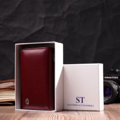 Кошелек ST Leather З натуральної шкіри Бордовий Фото 9