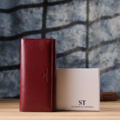 Кошелек ST Leather Из натуральной кожи Бордовый Фото 11