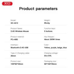 Мышка XO M12 Wireless Transparent/Pink Фото 2