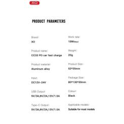 Зарядное устройство XO 1xUSB QC3.0 + 1xUSB-C PD18W black Фото 8