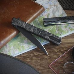 Нож Ocaso Solstice, Engraved titanium Topo Pattern, Black Фото 1