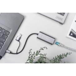 Переходник Digitus USB-C + USB 3.0 to RJ45 2500Mbps Ethernet Фото 1