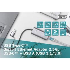 Переходник Digitus USB-C + USB 3.0 to RJ45 2500Mbps Ethernet Фото 8