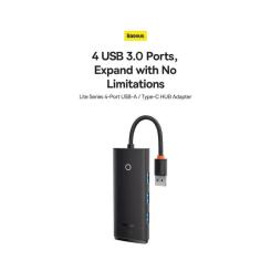 Концентратор Baseus USB-C to 4xUSB 3.0 1.0m black Фото 9