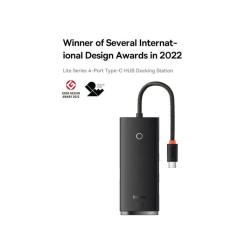 Концентратор Baseus USB-C to 4xUSB 3.0 1.0m black Фото 8