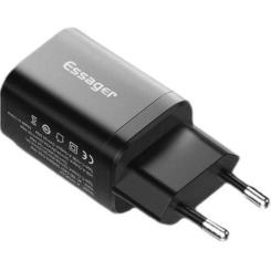 Зарядное устройство Essager 1xUSB + 1xUSB-C PD30W black Фото 1