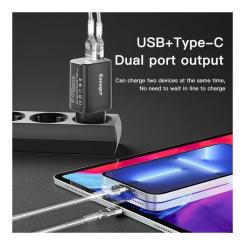 Зарядное устройство Essager 1xUSB + 1xUSB-C PD30W black Фото 3