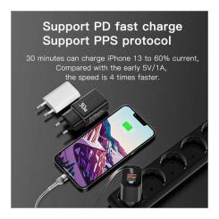 Зарядное устройство Essager 1xUSB + 1xUSB-C PD30W black Фото 4