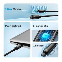 Дата кабель Baseus USB-C to USB-C 2.0m 240W Black Фото 7