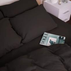 Постельное белье MirSon 002 Black Фланель 200х220 Євро Фото 9