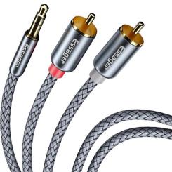 Кабель мультимедийный Essager 3.5mm M to 2xRCA M 1.0m Фото 2
