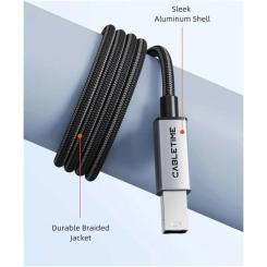 Кабель для принтера Cabletime USB 2.0 AM/BM 2.0m Фото 2