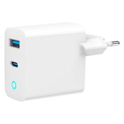 Зарядное устройство Gembird 1xUSB-C PD30W + 1xUSB QC3.0 LED white Фото