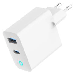 Зарядное устройство Gembird 1xUSB-C PD30W + 1xUSB QC3.0 LED white Фото 2
