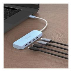 Концентратор J5create USB-C to 4xUSB-C 3.2 10Gbps cyan Фото 4