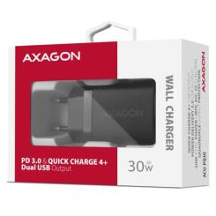 Зарядное устройство AXAGON 1xUSB QC4.0 + 1xUSB-C PD30W PPS black Фото 1