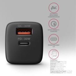 Зарядное устройство AXAGON 1xUSB QC4.0 + 1xUSB-C PD30W PPS black Фото 4