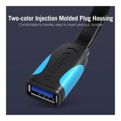 Дата кабель Vention USB 3.0 AM/AF 2.0m flat black Фото 2