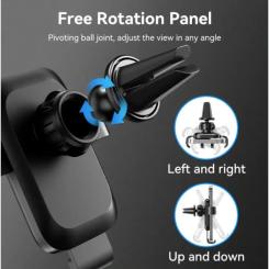 Универсальный автодержатель Vention 4.7-7.2" на дефлектор, черный Фото 2