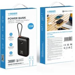 Батарея универсальная VEGER 30000mAh K3 35W PD QC3.0 black Фото 4
