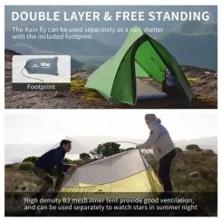 Палатка Naturehike надлегкий двомісний Cloud Up Pro CNK2350WS020, тем Фото 3