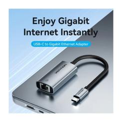 Переходник Vention USB-C to RJ45 Ethernet 1000Mbps black Фото 5
