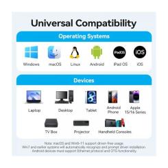 Переходник Vention USB-C to RJ45 Ethernet 1000Mbps black Фото 6