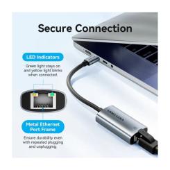 Переходник Vention USB-C to RJ45 Ethernet 1000Mbps black Фото 7