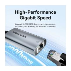 Переходник Vention USB-C to RJ45 Ethernet 1000Mbps black Фото 8