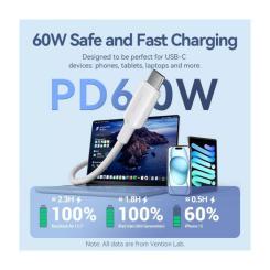 Дата кабель Vention USB-C to USB-C 1.0m 60W white Фото 4