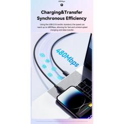 Дата кабель Essager USB-C to Lightning 1.0m 20W blue Фото 6