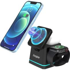 Зарядное устройство Energizer 15W 3-in-1 magnetic wireless black Фото 1