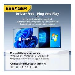 Bluetooth-адаптер Essager Freedom Bluetooth 5.4 Black Фото 4