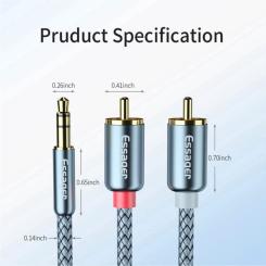 Кабель мультимедийный Essager 3.5mm M to 2xRCA M 2.0m Фото 10