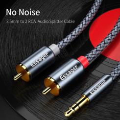Кабель мультимедийный Essager 3.5mm M to 2xRCA M 2.0m Фото 3