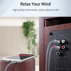 Кабель мультимедийный Essager 3.5mm M to 2xRCA M 2.0m Фото 5