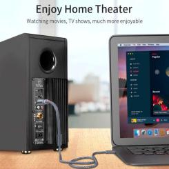 Кабель мультимедийный Essager 3.5mm M to 2xRCA M 2.0m Фото 7