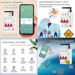 Автоматический выключатель TUYA 3P, Wi-Fi, RS485, 63A Фото 1