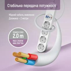 Сетевой фильтр питания ColorWay CW-CHE44PDW Фото 8